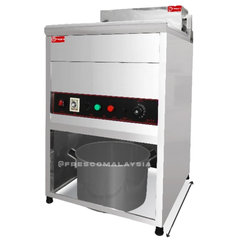 A commercial noodle boiler with control panel and large stainless steel pot, ideal for pairing with the 40L Deep Fryer Standing Electric DF02 in any modern kitchen setup.