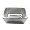 A top-view of the Egg Boiler Half Boiled Cooker Machine FR-15HF, a rectangular stainless steel container with smooth edges and a bottom drain pipe, ideal for efficient cooking.