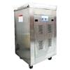 The Vacumm Sealer Packing Machine DZ400 FD2Q features a stainless steel body, wheels for mobility, a control panel, ventilation slots, and a side warning label.