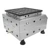 Introducing the Dorayaki Mini 25 Holes Machine Gas FNP-693, a durable industrial device with a sleek square black top, multiple circular holes, and four sturdy black feet. Featuring precise screws and prominent branding, it's essential for any workspace.