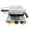 The Waffle Cube Chocolate Machine FNP-81 is a stainless steel, front-view commercial waffle maker featuring black handles, a control dial, switches, and two slots for making Waffle Cubes.