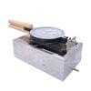 An Egg Bubble Waffle Machine Gas with wooden handles is placed on a rectangular metal base.