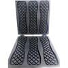A black rubber mold for making four textured waffle pizza sticks, shown open with patterned cavities—designed for use with the Waffle Pizza Stick Electric Machine FNP-700.