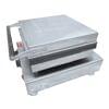 The Waffle Pizza Stick Electric Machine FNP-700 features flat heated plates, a hinged handle, and side control knob, making it a versatile stainless steel commercial press for sandwiches or waffle pizza stick creations.
