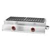 Fresco Hotdog Grill Machine Gas with dual temperature control knobs and multiple grilling slots for both hotdogs and teppanyaki cooking.