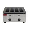 A gas takoyaki maker made of stainless steel featuring 16 round molds and two control knobs on the front, designed for making Tokiwado Dorayaki Japanese red bean cakes.