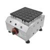 A [Business Package] 25 Holes Mini Pancake Gas Machine made of stainless steel with a black non-stick cooking surface, featuring multiple round molds, complemented by black feet and a dual-colored green and red control knob.