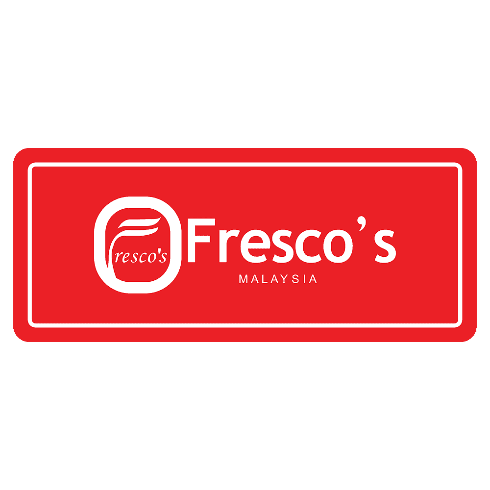 A red rectangular logo with the text "Fresco's Malaysia" in white and a stylized "F" inside a circle to the left.