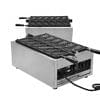 The Taiyaki Fish Waffle 6pcs Electric Machine FNP-268 boasts multiple slots and black handles, expertly designed for crafting perfect taiyaki fish waffles every time.