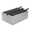 An electric stainless steel Taiyaki waffle maker, FNP-268, with six fish-shaped molds and two handles.