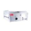 The Griddle Hot Plate Desktop Small Machine Gas FR-718 includes a stainless steel gas countertop design with a single control knob and a convenient small front drawer.