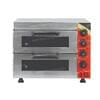 The Commercial Pizza Oven Double Deck Stainless Steel Stone Base NP-13 features a double-deck design with right-side control knobs and a stainless steel stone base for optimal heat distribution.